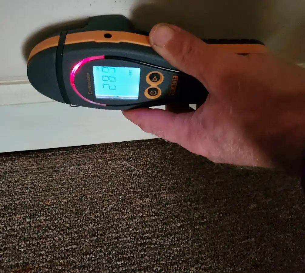 Moisture detection at baseboard during Burst Pipe Cleanup in Colorado Springs